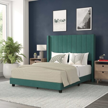 Flash Furniture Emerald Velvet Full Platform Bed with Headboard YK-1079-GR-F-GG